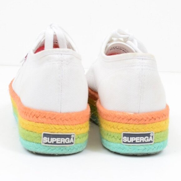 SUPERGA Rainbow Cotton Espadrille Platform Sneakers Size 7.5 - Picture 3 of 8